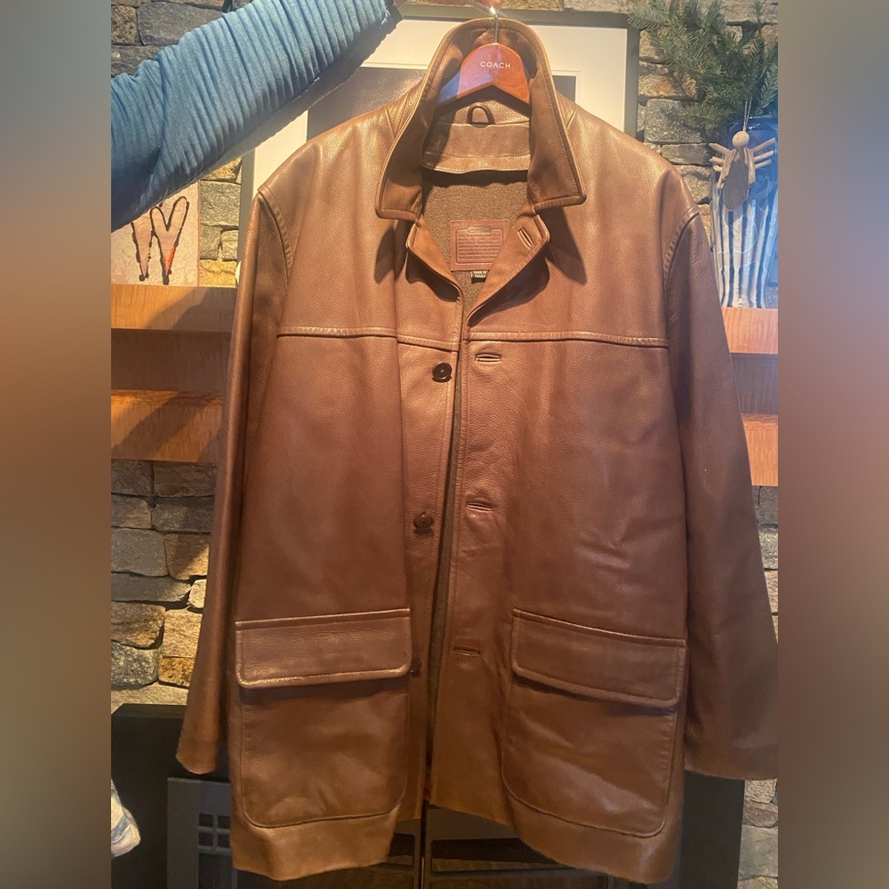 Coach Brown Leather Trench Coat